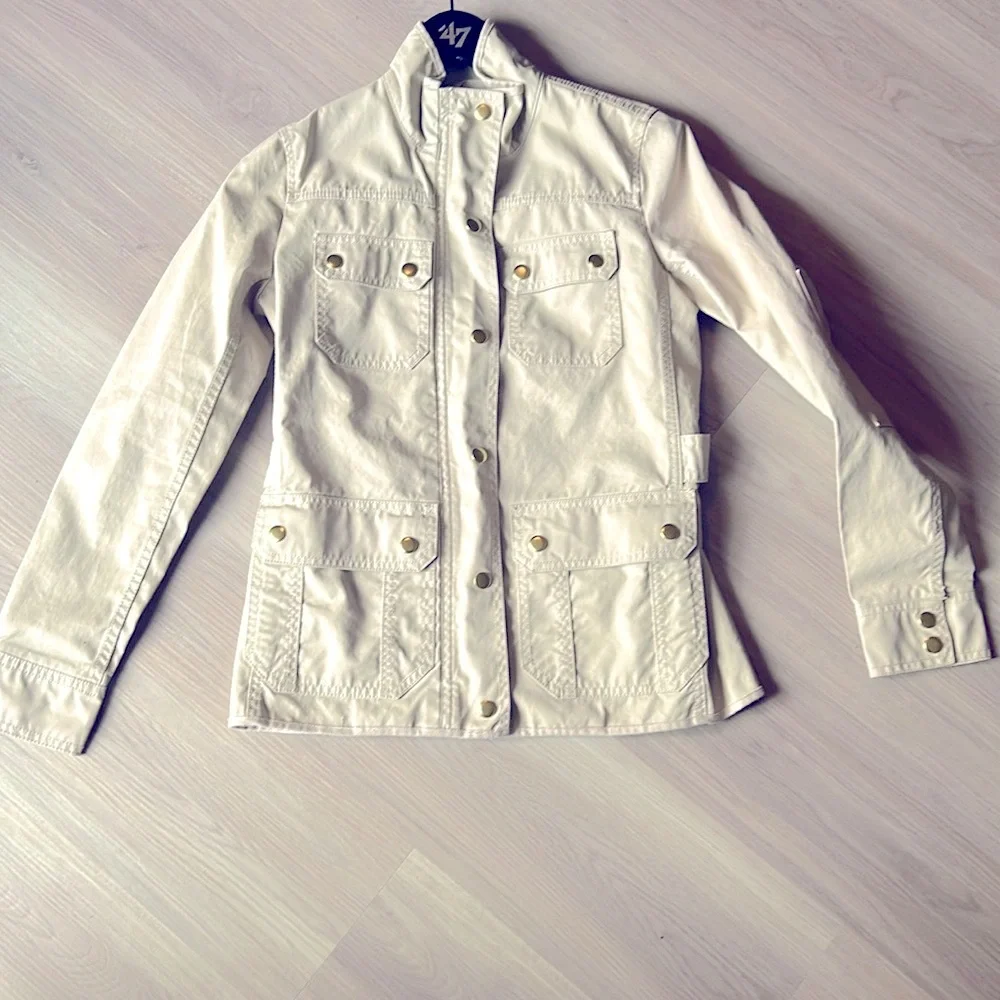 J Crew Cotton Utility Jacket Size XXS Khaki Gold Accents Lightweight